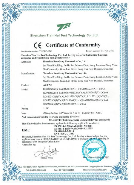중국 Shenzhen Rengang Electronics Co., Ltd. 인증